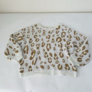 The Impeccable‎ Pig Sweater Women S/M White Cheetah Print Eyelash Knit Preppy